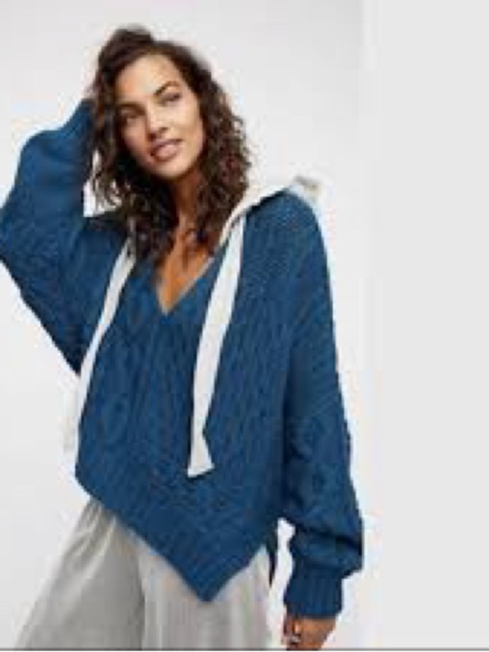 Free People Tierra Cable Knit Hooded Sweater